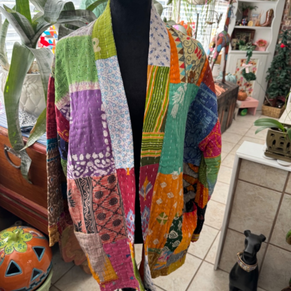 Custom Colorful Patchwork Jacket With Large Pocke… - image 1